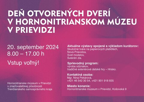 Deň otvorených dverí v Hornonitrianskom múzeu v Prievidzi Deň otvorených dverí v Hornonitrianskom múzeu v Prievidzi