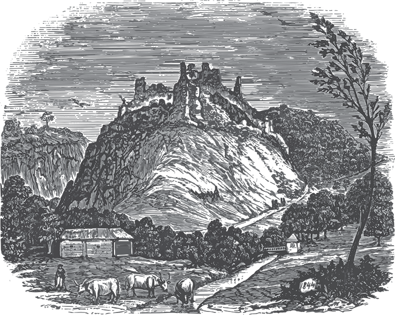 Hrad Sivý Kameň na vyobrazení z roku 1844